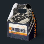 Retro Audiotape 50th Birthday Thank You GFB Favor Boxes<br><div class="desc">Old audio cassette to personalize with your name and date. Design on gable favor box with texts for 50th birthday Thank You. You can easily change text (font, color, size and position) by clicking the customize button. Matching birthday save the date (magnet, postcard), invitation, guest book (hard cover), party supplies...</div>