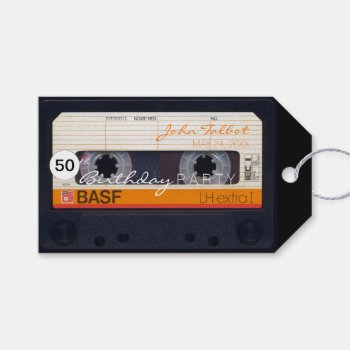Retro Audiotape 50th Birthday Thank You Gift Tag by ReneBui at Zazzle
