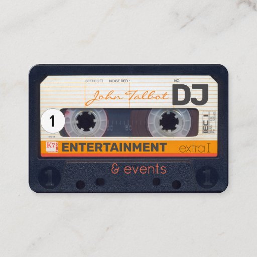 Customizable Retro Audiotape Cassette 80s DJ Business Cards 2