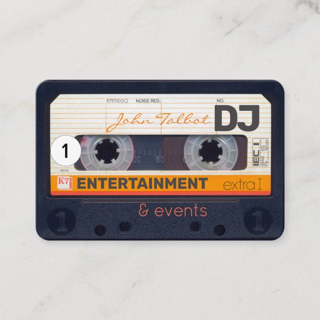 Retro Audiotape Cassette 80s DJ Business Cards 2 (Front)