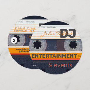 Retro Audiotape Cassette 80s DJ Business Round C Holiday Card