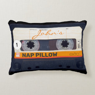 Retro Audiotape Cassette 80s personalized Accent P Accent Pillow