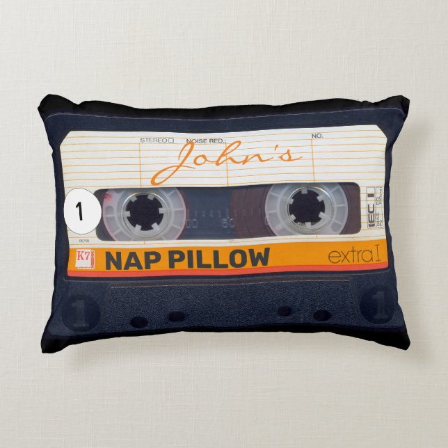 Retro Audiotape Cassette 80s personalized Accent P Pillow (Front)
