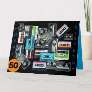 Retro Audiotape Cassette Mixtape name Birthday BIG Card