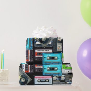 Retro Audiotape Cassette Mixtape Nme Birthday Wp Wrapping Paper by ReneBui at Zazzle