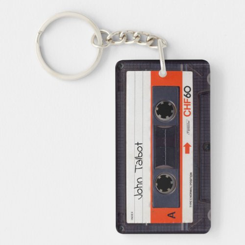 Retro Audiotape Mixtape Cassette OW personalized K Keychain