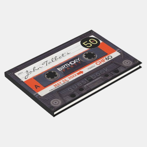 Retro Audiotape S 50th birthday Party HCGB Guest Book