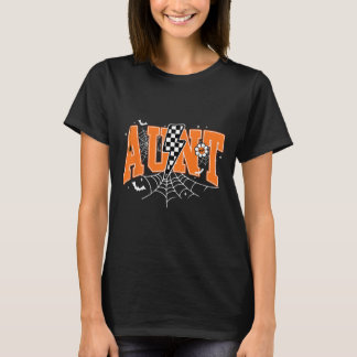 Retro Aunt Lightning Bolt Halloween Spider Web Fal T-Shirt