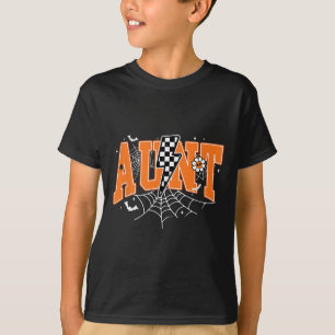 Retro Aunt Lightning Bolt Halloween Spider Web Fal T-Shirt
