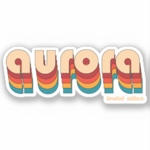 Retro Aurora Name Sticker