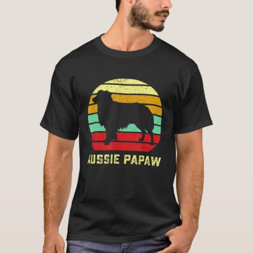 Retro Aussie Papaw Australian Shepherd Grandpa T_Shirt