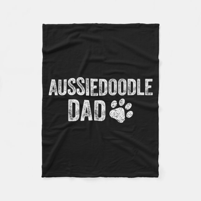 Retro Aussiedoodle Dad Papa Father's Day Aussie Do Fleece Blanket (Front)