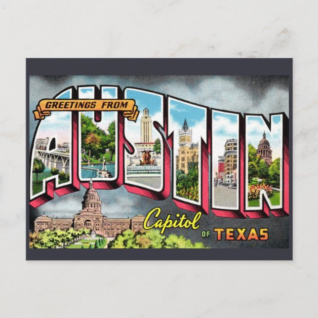 Retro Austin Texas Postcard (Front)