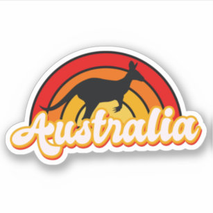 Retro Australia Kangaroo Silhouette Sunset Sticker