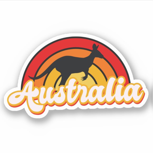 Retro Australia Kangaroo Silhouette Sunset Sticker (Front)