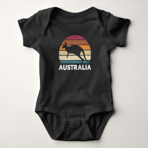 Retro Australian Animal jumping Kangaroo Baby Bodysuit