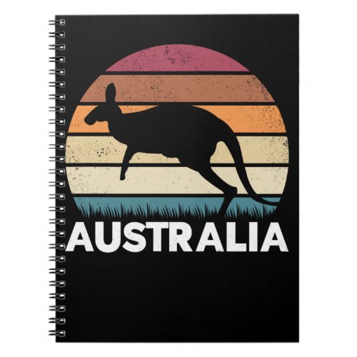 Retro Australian Animal jumping Kangaroo Notebook