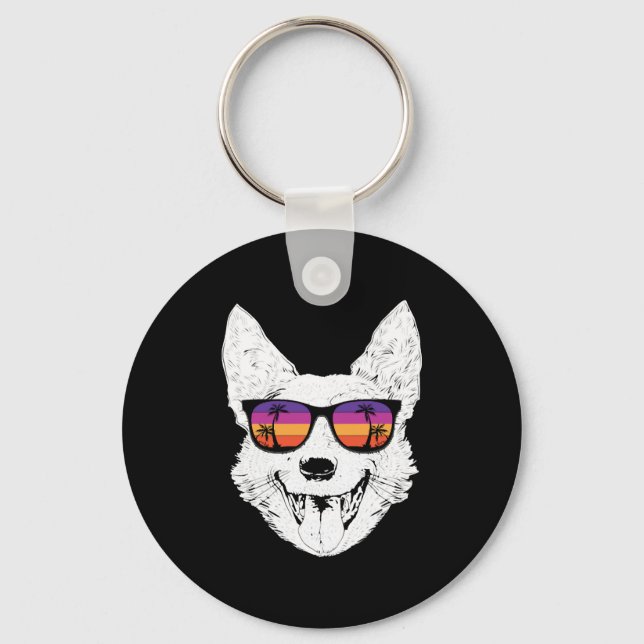 Retro Australian Cattle Dog Sunglasses  Keychain (Front)