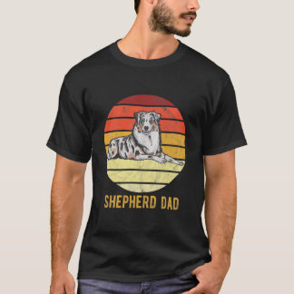 Retro Australian Dog Shepherd Dad Dog Father T-Shirt