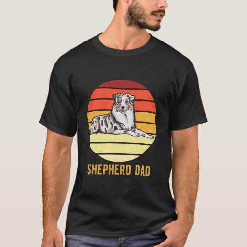 Retro Australian Dog Shepherd Dad Dog Father  T_Shirt