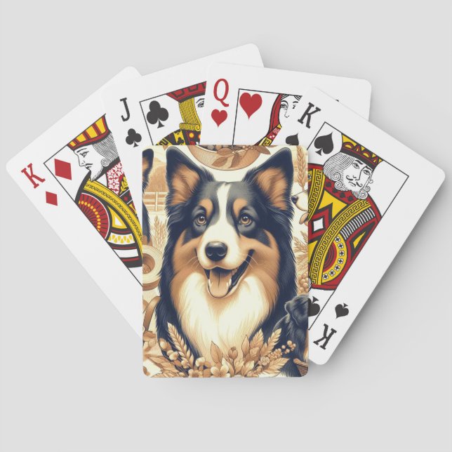 Retro Australian Shepherd Illustration Poker Cards (Back)