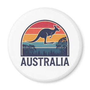 Retro Australian Sunset  Animal jumping Kangaroo Magnet