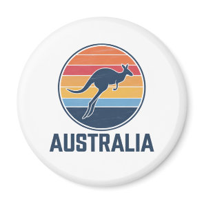 Retro Australian Sunset  Animal jumping Kangaroo Magnet