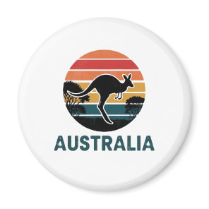 Retro Australian Sunset  Animal jumping Kangaroo Magnet