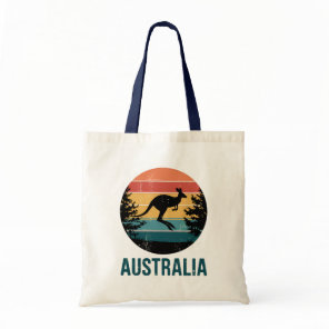 Retro Australian Sunset Animal jumping Kangaroo  Tote Bag