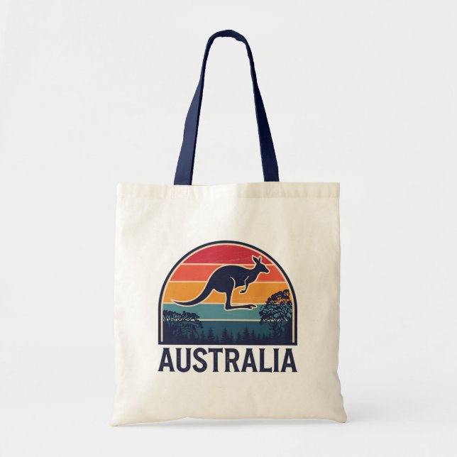 Retro Australian Sunset Animal jumping Kangaroo  Tote Bag (Front)