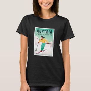 Retro Austria Skiing Motif with Ski and Ski Poles T-Shirt