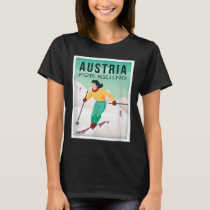Retro Austria Skiing Motif With Ski And Ski Poles T-Shirt