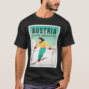 Retro Austria Skiing Motif With Ski And Ski Poles  T-Shirt
