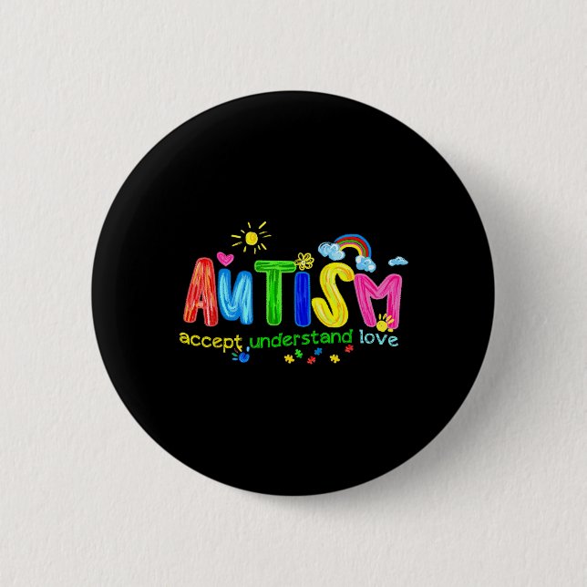 Retro Autism Accept Understand Love to Be Button (Front)