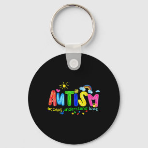 Retro Autism Accept Understand Love to Be Keychain