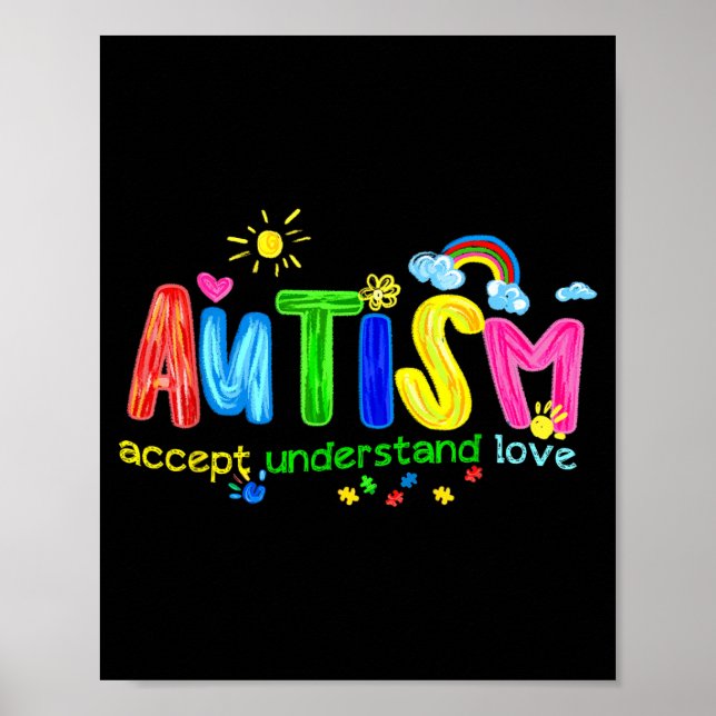 Retro Autism Accept Understand Love to Be Poster (Front)