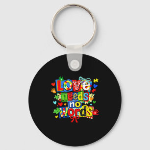 Retro autism awareness month puzzle cute love keychain