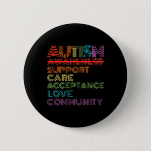 Retro Autism Awareness Teacher School For Women Me Button