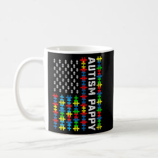 Retro Autism Awareness USA Flag Pappy Support Auti Coffee Mug