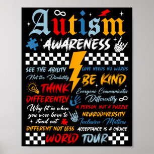 Retro autism awareness world tour puzzle piece poster