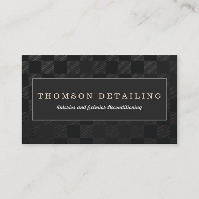 Retro Auto Detailing &  Auto Body Repair Checkered Business Card (Front)
