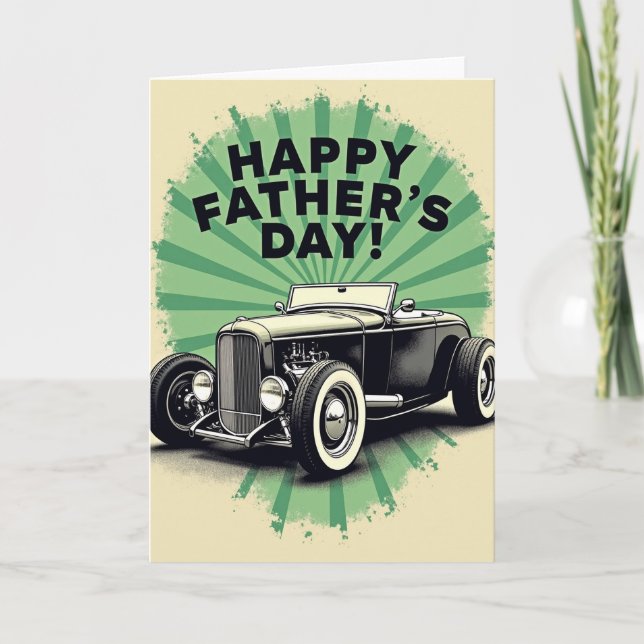 Retro Auto Fathers Day Greeting Card (Front)
