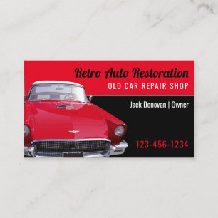 Retro Auto Restoration Repair Shop Business Card