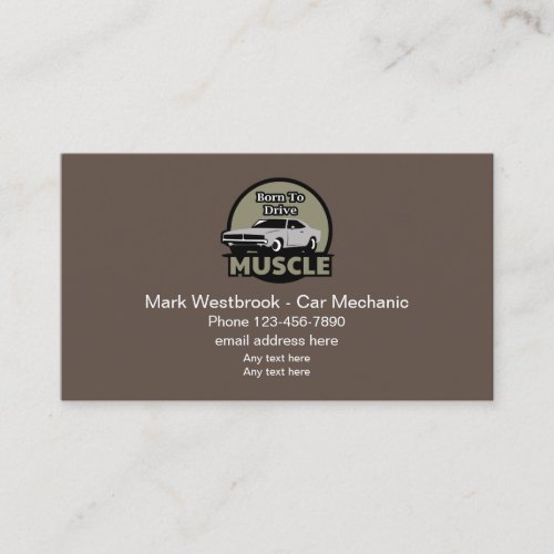 Retro Automotive Muscle Car Theme Business Card