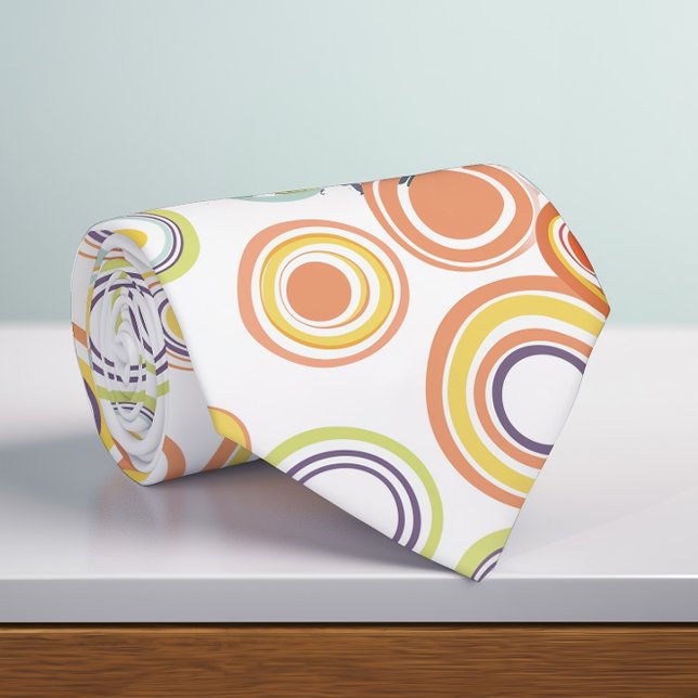 Retro Autumn Circles Bigger Neck Tie (Creator Uploaded)