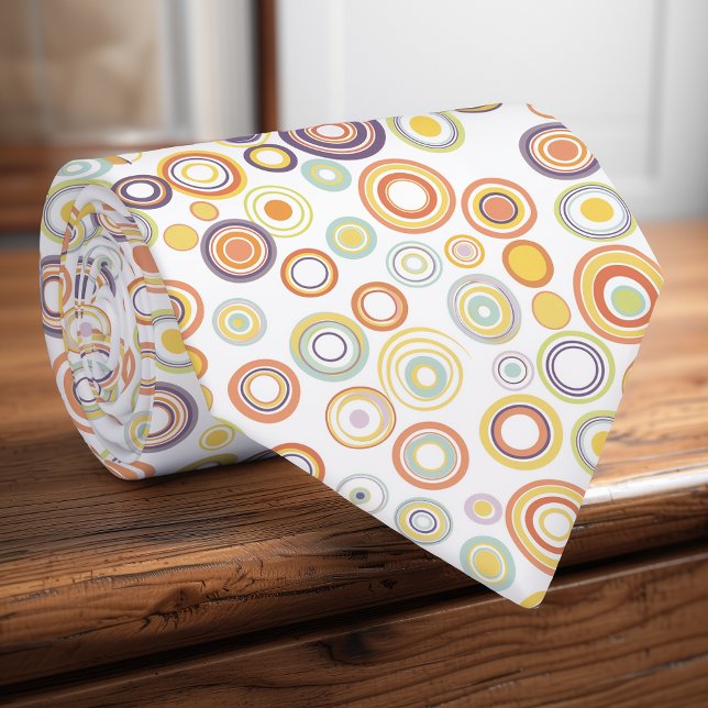 Retro Autumn Circles Neck Tie (Creator Uploaded)