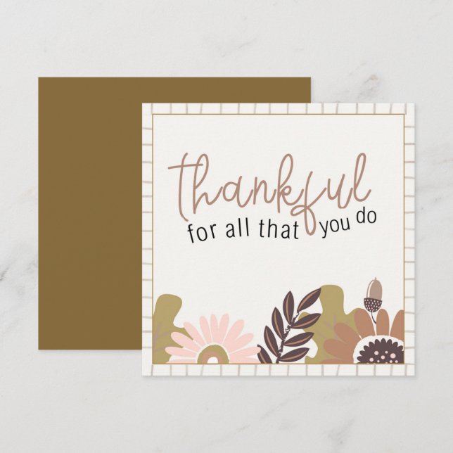 Retro Autumn Fall Floral Farmhouse Thankgiving Invitation (Front/Back)