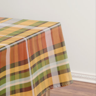 Retro Autumn Plaid Vintage Fine Stripes Pattern Tablecloth
