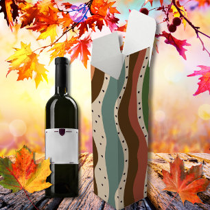 Retro Autumn Wavy Stripes Holiday Celebrations Wine Box