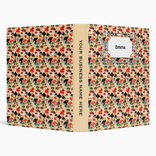 Retro Autumn Woodland Mushroom Watercolor 3 Ring Binder